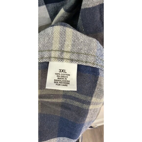 Magellan Outdoors Canyon Creek Plaid Flannel Shirt Blue Green Cotton 3XL - Picture 4 of 8